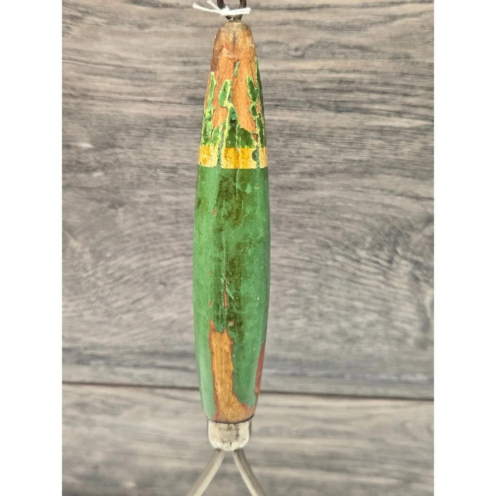 Vintage Potato Masher‎ Green Painted Wood Handle Primitive Kitchen Tool Rustic
